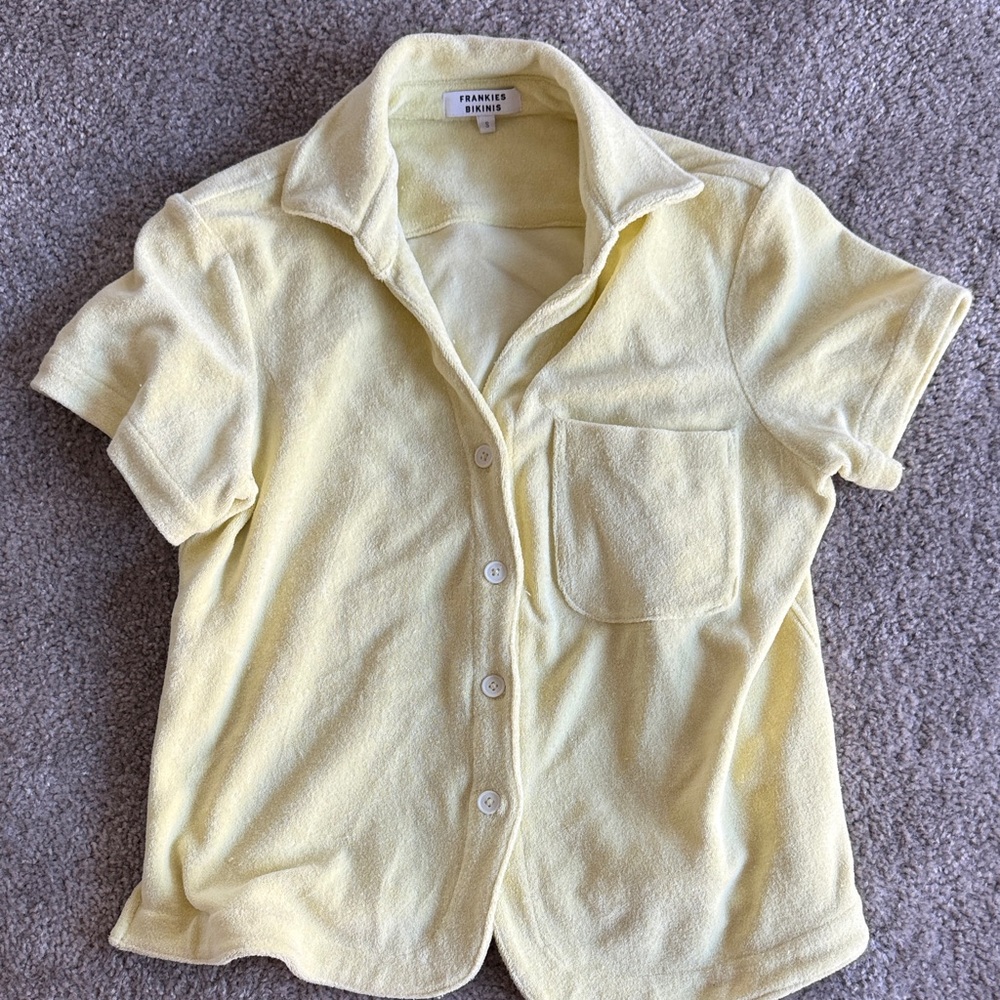 Frankie's Bikinis Light Yellow Button Down Shirt